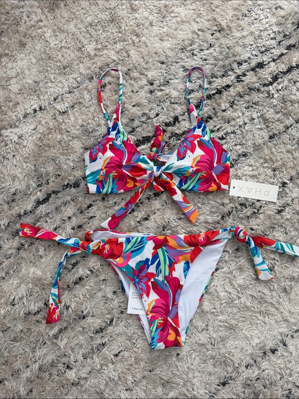 Pink Floral Tie-Front Bikini Set